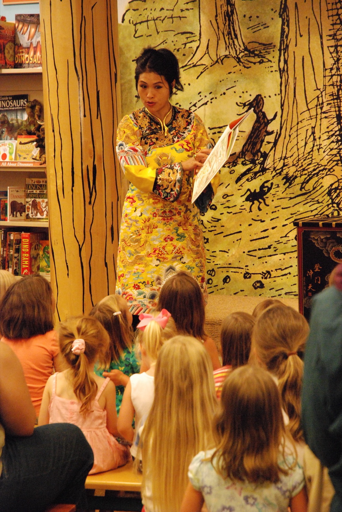 Children gathered for Grace Chang's book reading at Barnes and Noble